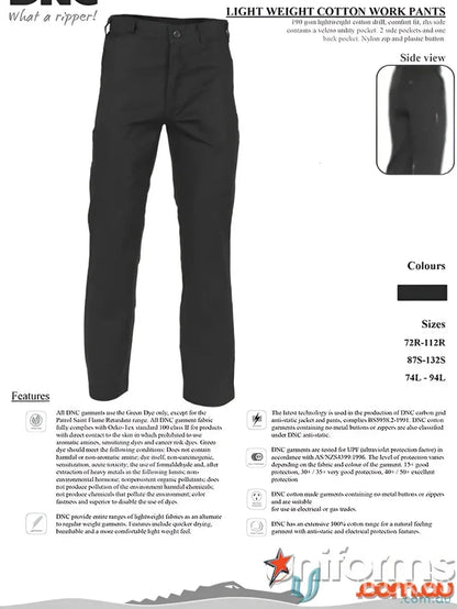 Black cotton work pants from DNC Lightweight Cotton Work Pants collection