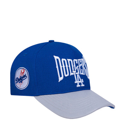 Two-tone Los Angeles Dodgers strapback cap with side patch and DODGERS lettering