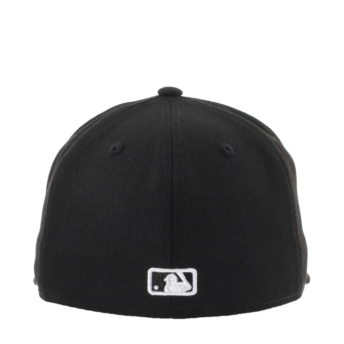 Black baseball cap with white MLB batterman logo patch