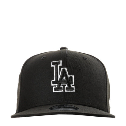 Black baseball cap with white Dodgers LA logo on front