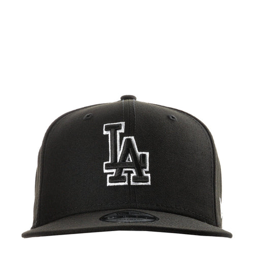 Black baseball cap with white Dodgers LA logo on front