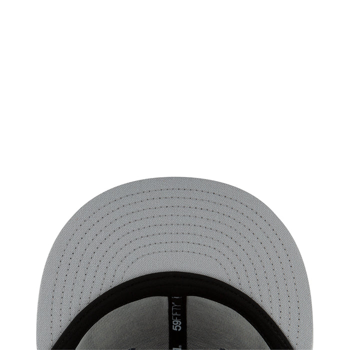 Light gray baseball cap showing ventilated crown stitching and black inner brim