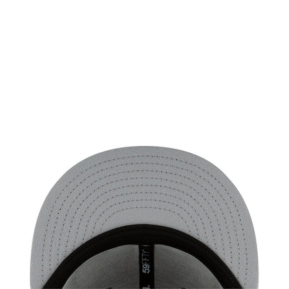 Light gray baseball cap showing ventilated crown stitching and black inner brim