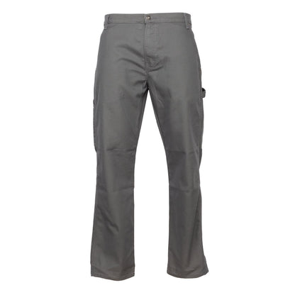 Men's duck carpenter pants in slate gray, straight leg with cargo side pocket