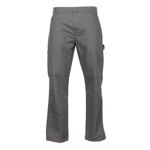 Men's duck carpenter pants in slate gray, straight leg with cargo side pocket