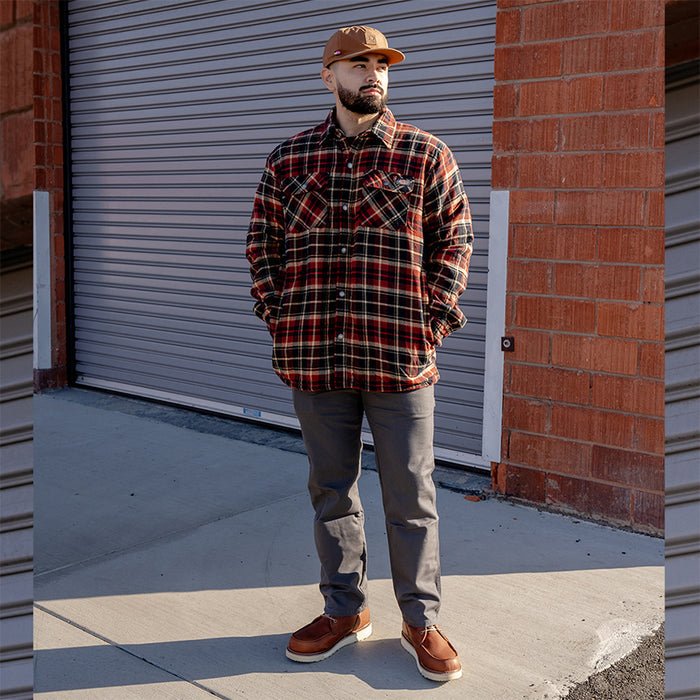 Men's duck carpenter pants in slate gray, relaxed fit with cargo pockets