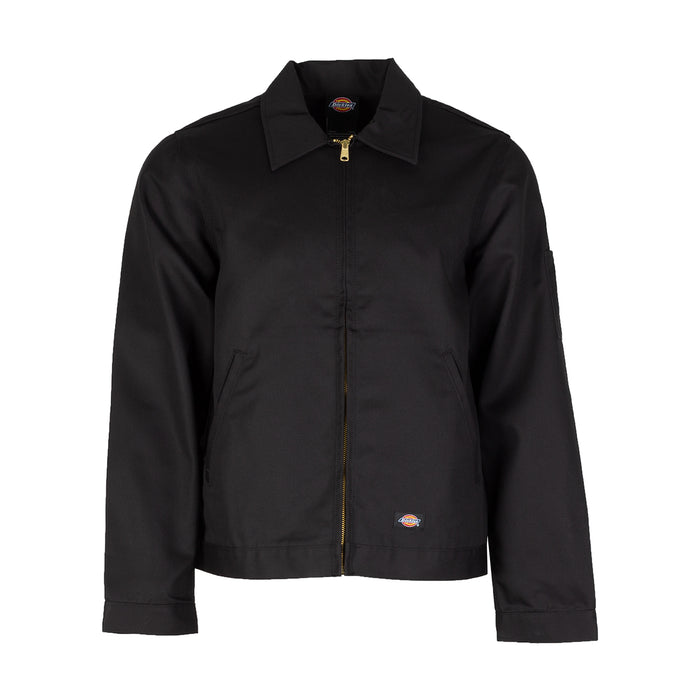 Men's black Eisenhower jacket, stand collar and full-zip with small chest logo