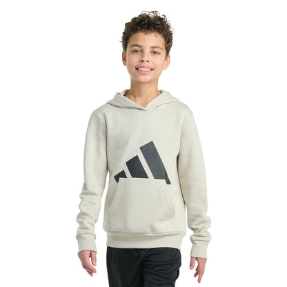 Youth pullover hoodie with front kangaroo pocket and large black logo
