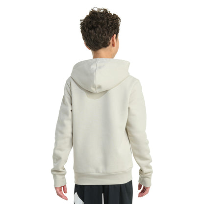 Youth pullover hoodie back view with hood and kangaroo pocket