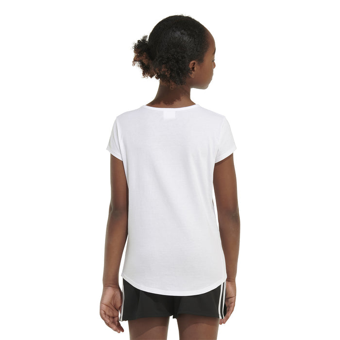 White youth crew-neck T-shirt back view, plain design.