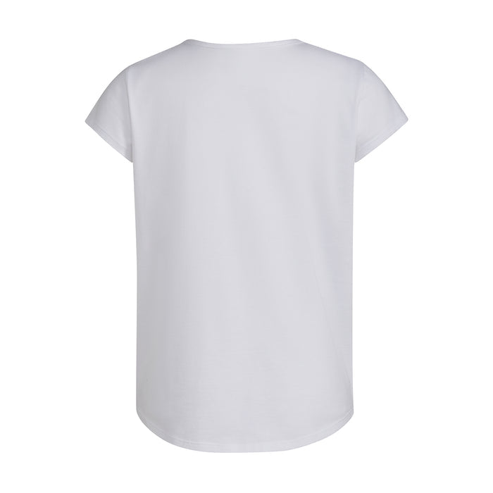 White youth crew-neck T-shirt back view, plain.