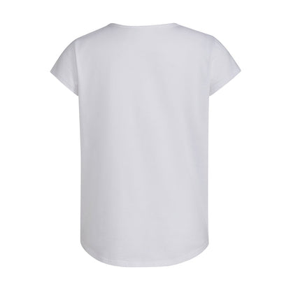 White youth crew-neck T-shirt back view, plain.