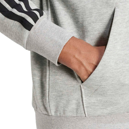 Men's medium grey heather fleece full-zip hoody with kangaroo pocket and rib cuffs