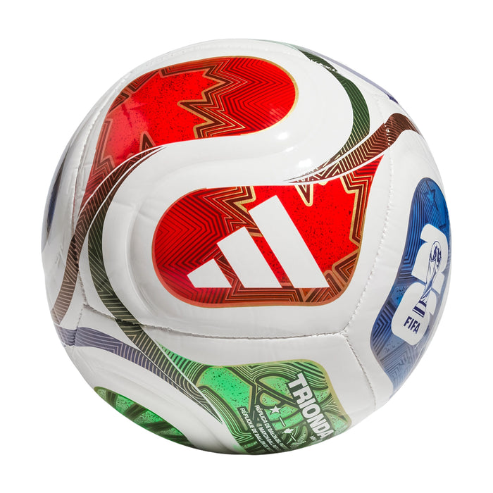 Trionda mini+ football with white panels, red and blue graphics, green accents, FIFA logo