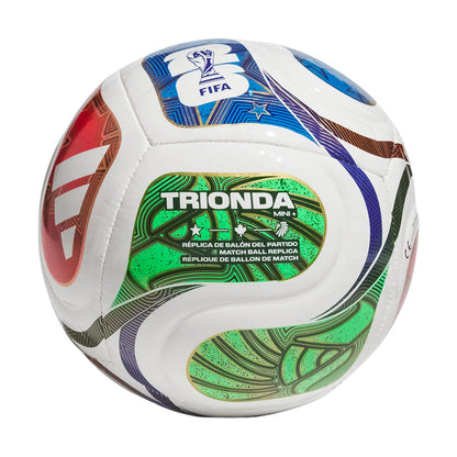 Mini+ football, white with green TRIONDA text, blue badge area, FIFA marking