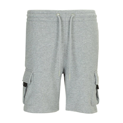 Youth heather grey fleece cargo shorts with drawstring waist and side cargo pockets