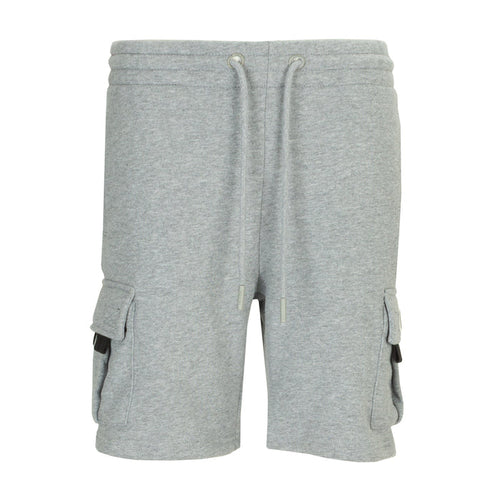 Youth heather grey fleece cargo shorts with drawstring waist and side cargo pockets