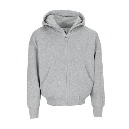 Youth heather grey fleece zip-front hoodie with hood and front zipper