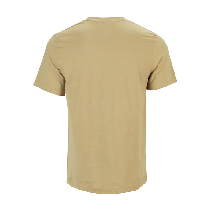 Men's beige short-sleeve T-shirt, plain back, crew neck