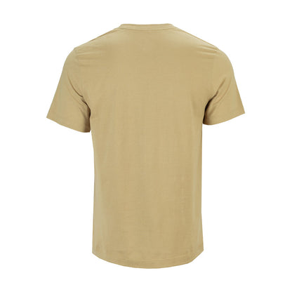 Men's beige short-sleeve T-shirt, plain back, crew neck