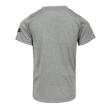 Toddler heather gray T-shirt, back view with small Nike logo