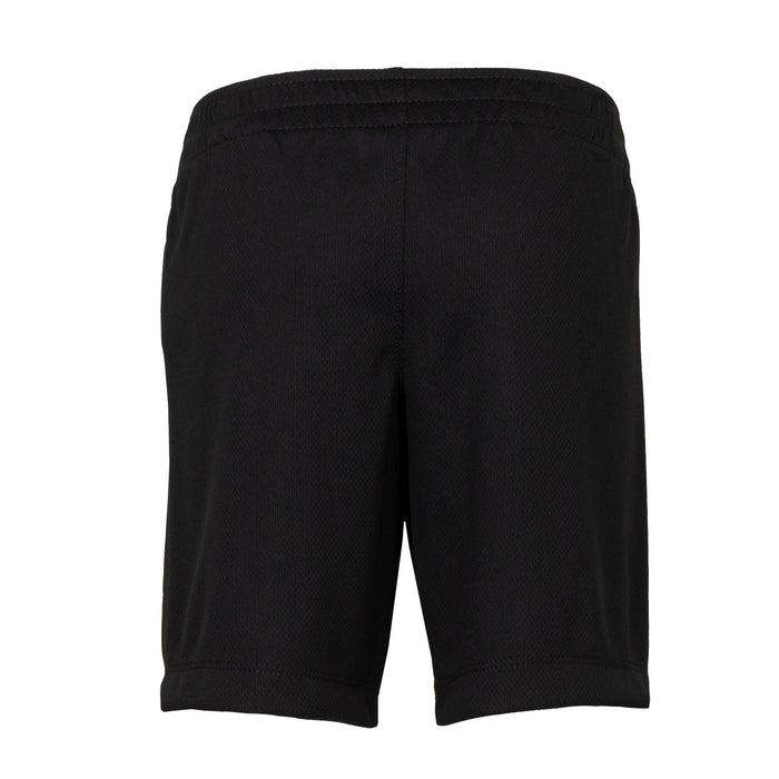 Toddler black shorts with Nike logo, elastic waistband