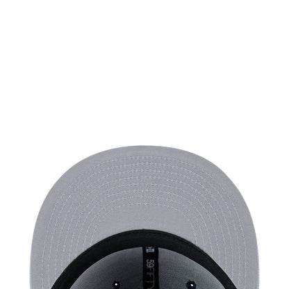 Two-tone cap with medium gray crown, black underside band, and strap detail