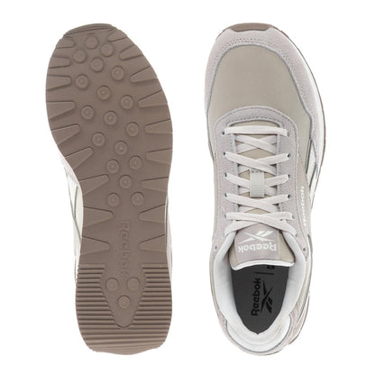 Women's sneaker outsole and toe, light grey upper with white laces; treaded rubber sole