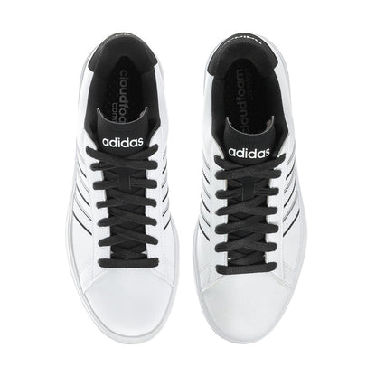 Men's adidas sneakers with black laces and adidas logo on the tongue.