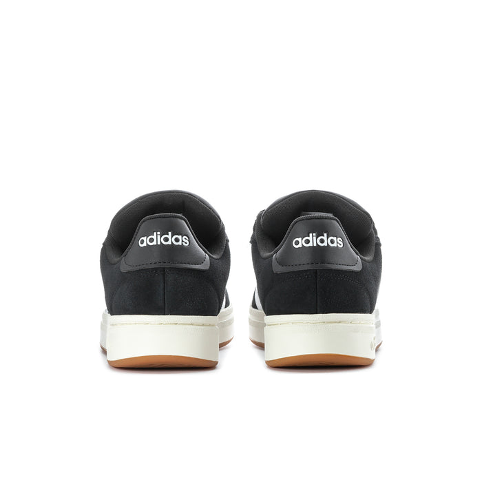 Men's adidas sneakers, black heel with white midsole and gum-brown outsole trim