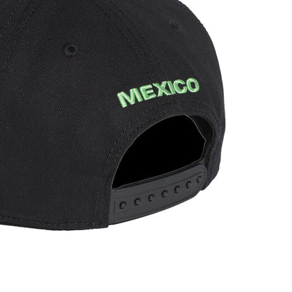 Black cap with green MEXICO text and adjustable back strap