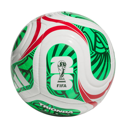 Multicolor soccer ball with FIFA logo and green zebra-style graphics on white panels