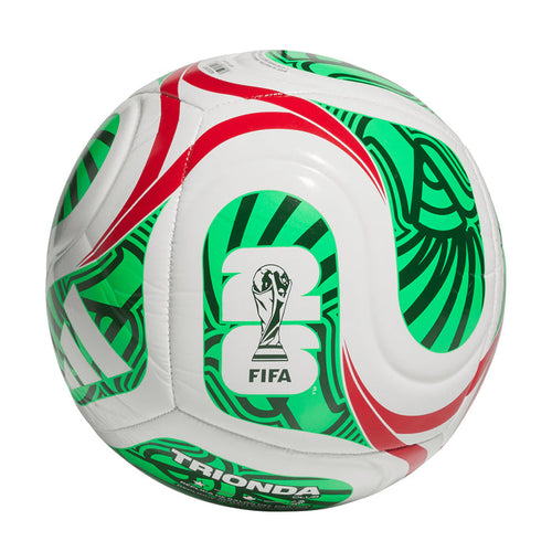 Multicolor soccer ball with FIFA logo and green zebra-style graphics on white panels