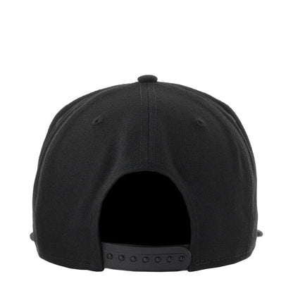 Black snapback cap back with adjustable strap and metal holes