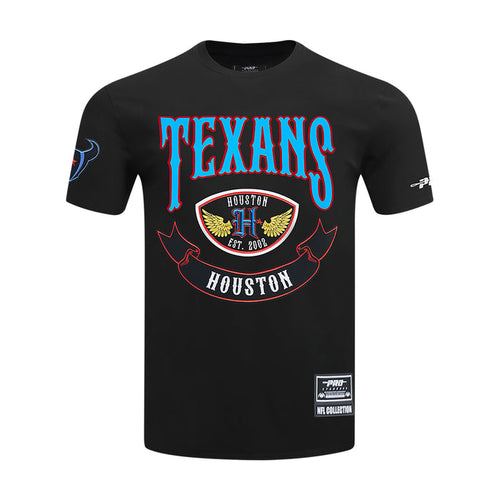 Black men's Texans graphic tee with large TEXANS logo and Houston crest