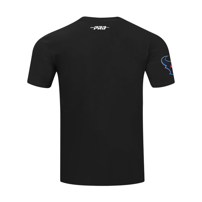 Black men's Texans tee, back view with PRO player logo and sleeve emblem