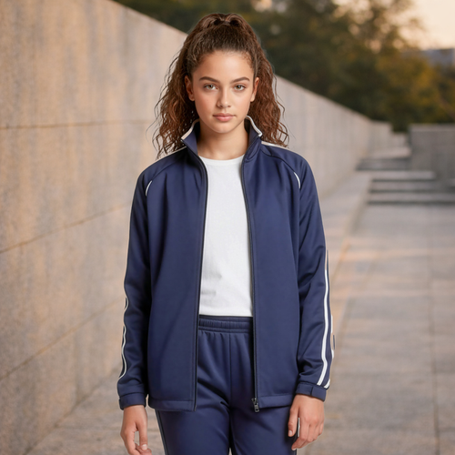 Kids Flash Track Top navy blue jacket with white piping J3150B