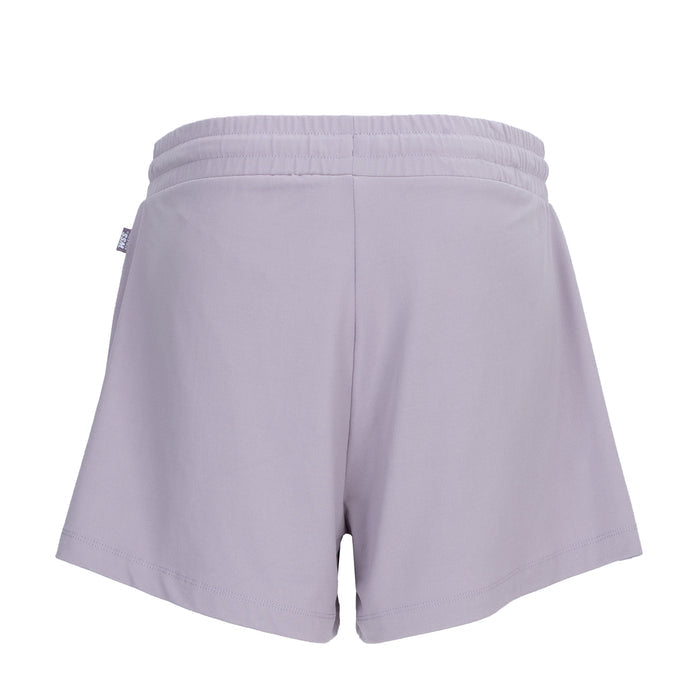 Women's knit short, light violet, elastic waistband, back view