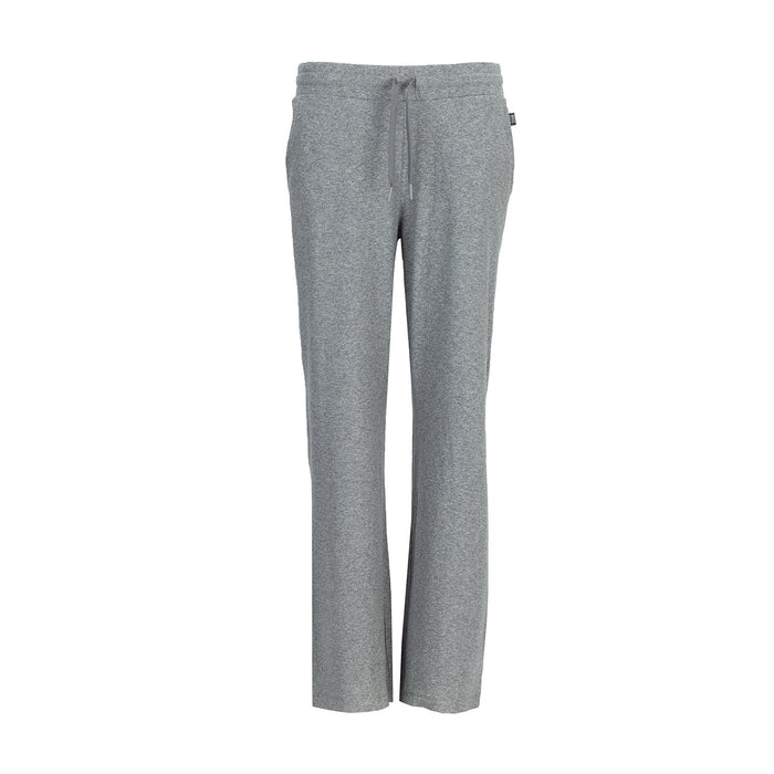 Charcoal knit wide-leg pants for women with elastic waistband and drawstring