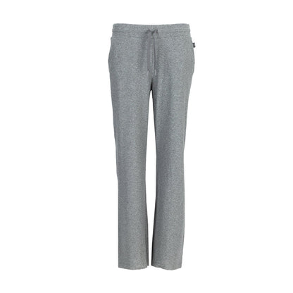 Charcoal knit wide-leg pants for women with elastic waistband and drawstring