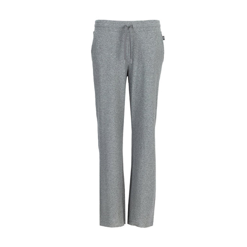Charcoal knit wide-leg pants for women with elastic waistband and drawstring