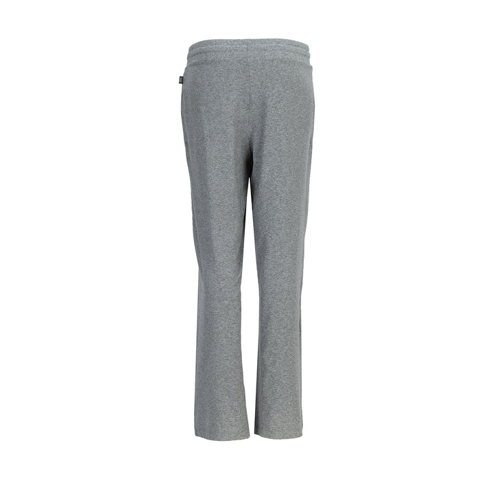 Charcoal knit wide-leg pants for women with elastic waistband, full-length drape