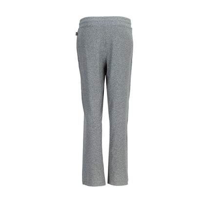 Charcoal knit wide-leg pants for women with elastic waistband, full-length drape