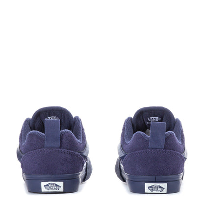Toddler dark navy suede sneakers with cushioned heel and Vans Off the Wall tag