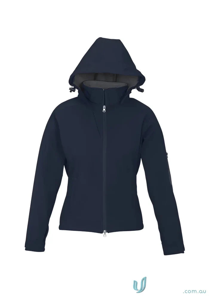 Navy blue womens summit jacket in biz tech material, perfect for style and performance