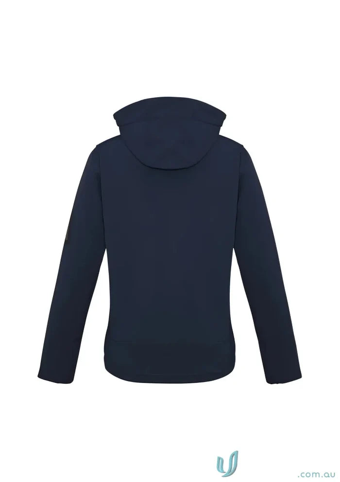 Womens summit jacket navy hooded jacket made with biz tech material for style and performance