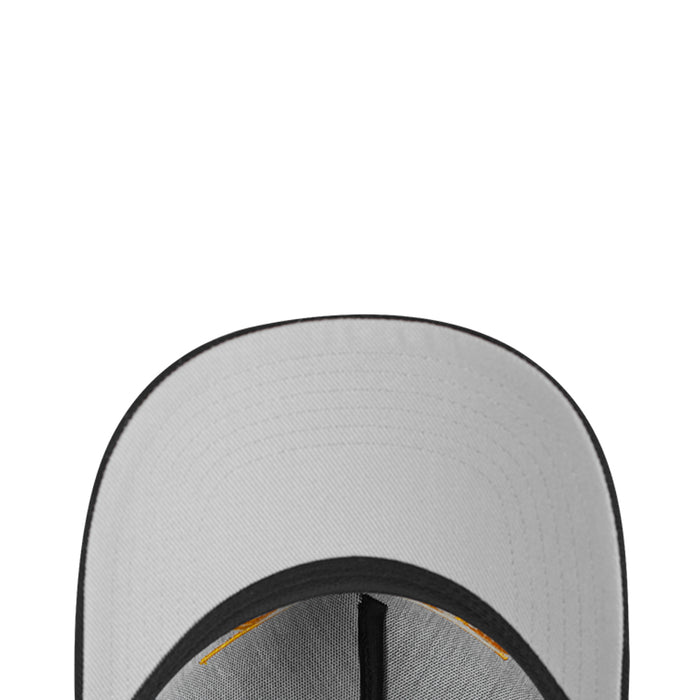 Light gray baseball cap with black interior seam, curved brim, and visible stitching