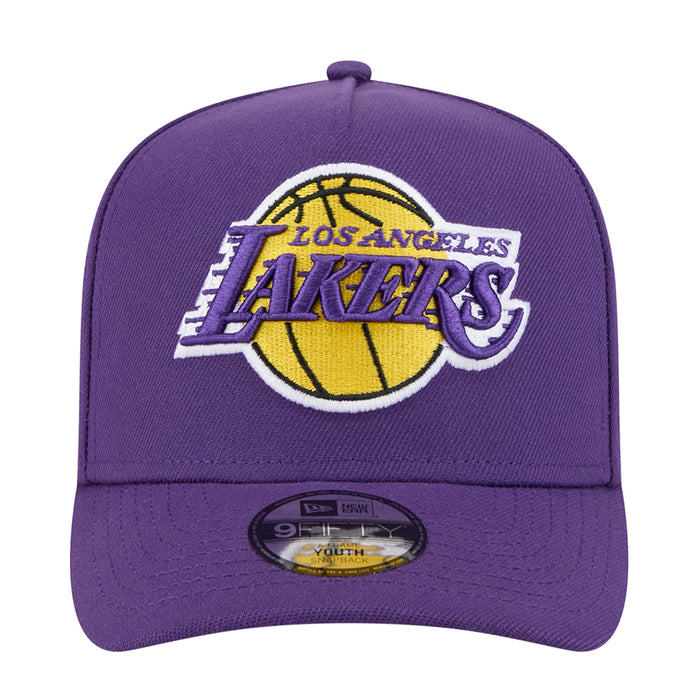Youth A-Frame baseball cap in purple with Lakers front graphic patch