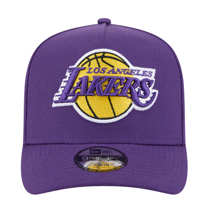 Youth A-Frame baseball cap in purple with Lakers front graphic patch