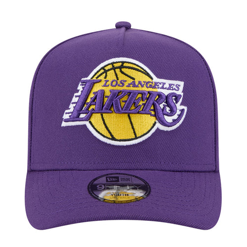 Youth A-Frame baseball cap in purple with Lakers front graphic patch